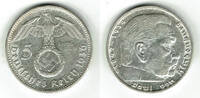 Drittes Reich 5 Reichsmark Drittes Reich, 5 Reichsmark 1937 G, Hindenburg mit HK, 13,89 g 900er Silber! -
