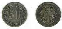 Deutsches Kaiserreich 50 Pfennig Kaiserreich, Kursmünze 50 Pfennig, 1876 B, Erhaltung siehe Scan! -