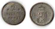 Norwegen 2 Skilling Norwegen 1871, 2 skilling, Carl XV., like scan -