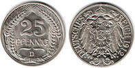 Deutsches Kaiserreich 25 Pfennig Kaiserreich, Kursmünze 25 Pfennig, 1912 D, Erhaltung siehe Scan! -
