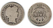 USA 10 Cents (Dime) USA, silver barber dime 1912, like scan -