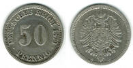 Deutsches Kaiserreich 50 Pfennig Kaiserreich, Kursmünze 50 Pfennig, 1876 A, Erhaltung siehe Scan! -