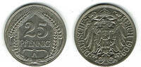 Deutsches Kaiserreich 25 Pfennig Kaiserreich, Kursmünze 25 Pfennig, 1909 A, Erhaltung siehe Scan! -