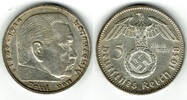 Drittes Reich 5 Reichsmark Drittes Reich, 5 Reichsmark 1938 F, Hindenburg mit HK, 13,89 g 900er Silber! -