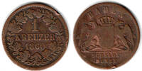 Baden 1 Kreuzer Baden, Großherzog Friedrich, Kursmünze 1 Kreuzer (Scheidemünze) -