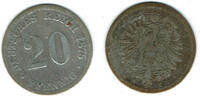 Deutsches Kaiserreich 20 Pfennig Kaiserreich, Kursmünze 20 Pfennig 1875 C, Erhaltung siehe Scan! -