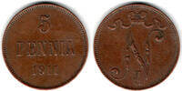 Finnland 5 Penniä Finland, 1911, 5 Penniä, nicholas II., like scan! -