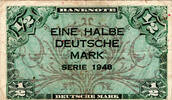 Deutschland - Bank Deutscher Länder 1/2 Mark Bank Deutscher Länder, Eine Halbe Mark, Serie 1948, Ro. 230 -