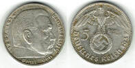 Drittes Reich 5 Reichsmark Drittes Reich, 5 Reichsmark 1937 J, Hindenburg mit HK, 13,89 g 900er Silber! -