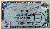 Deutschland - Bank Deutscher Länder 1 Mark Bank Deutscher Länder, Eine Mark mit B-Stempel, Serie 1948, Ro. 233a -