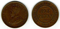 Australien Penny Australia, 1 penny coin, King George V., good VF like scan! -