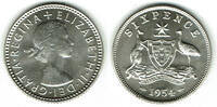 Australien 6 Pence (Sixpence) Australia, 6 Pence silver, elisabeth II., like scan -