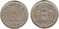 5 Cents 1928 Britisch Nord-Borneo Britisch Nord-Borneo, 5 Cents sehr schön bis vorzüglich