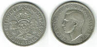Großbritannien 1 Florin (Two shilling) great britain silver coin, george VI., Florin (Two shilling), like scan! -