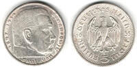 Drittes Reich 5 Reichsmark Drittes Reich, 5 Reichsmark Hindenburg ohne HK, 13,89 g 900er Silber! -