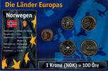 Norwegen 36,50 Kronen norway, coin set, 50 öre - 20 crowns (5 coins) -