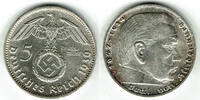 Drittes Reich 5 Reichsmark Drittes Reich, 5 Reichsmark 1939 D, Hindenburg mit HK, 13,89 g 900er Silber! -