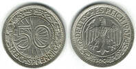 Weimarer Republik 50 Pfennig Weimar, Kursmünze 50 Reichspfennig, 1937 D! -