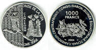 1000 Francs 2004 Zentralafrikanische Staaten Kamerun, Gedenkmünze FIFA-Fußball-WM Deutschland 2006 Polierte Platte