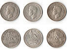 Großbritannien 3 x 1 Shilling (3 Münzen) great britain silver coins, george VI., (3 x 1 shilling) -