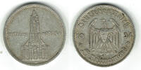 Drittes Reich 5 Reichsmark Drittes Reich, 5 Reichsmark 1934 D, Garnisonskirche Potsdam mit Datum! -