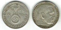 Drittes Reich 5 Reichsmark Drittes Reich, 5 Reichsmark 1937 G, Hindenburg mit HK, 13,89 g 900er Silber! -