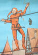 Bundesrepublik Deutschland 50er Jahre Schulwandkarte / Schul Lehrtafel / Rollbild Karte / Märchen / Till Eulenspiegel 3