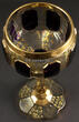 Um 1850 Glas / Römer / Stengelglas / Lilafarbenes Amethyst Glas mit Golddekor 2