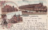 1899 Ansichtskarte/Postkarte/Litho/Gruss aus Hamburg./Brooksbrücke./Staatsspeicher... 2-3