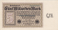 Deutsches Reich 5 Milliarden Mark Reichsabanknote, Inflation 1919-1924/Rosenberg Nr.112.c -
