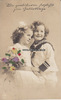 Deutsches Reich Ansichtskarte / Postkarte / mit Stoffblumen / Wir gratulieren herzlichst zum ... -