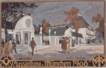 Künstlerkarte Nr.184./Amtliche Ausstellungspostkarte / Ausstellung München 1908 2-3