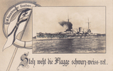 Deutsches Reich O.J. Ansichtskarte / Postkarte / Stolz weht die Flagge schwarz-weiss-rot. / S.M. ... 2