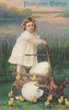 Deutsches Reich 1911 Ansichtskarte / Postkarte / Prägekarte / Fröhliche Ostern / Kind / Wagen / ... 1-2