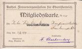 Oberösterreich/Linz 1919 Mitgliedskarte. / Kathol. Frauenorganisation für Oberösterreich. 2-3