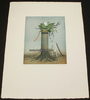 Düren/Rheinland Leopold Peer (geb. 1941) surrealistische Komposition, Baum Säule / Radierung -