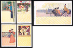  um 1900 Wien / Österreich 5 Künstlerkarten / Jugendstil / Philipp & Kramer / Serie XIII 1-2
