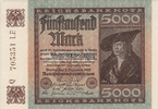 Deutsches Reich 5000 Mark Ro.80.d / Wz.Dornen / KN 6stellig / FZ LE -