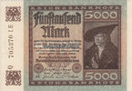Deutsches Reich 5000 Mark Ro.80.d / Wz.Dornen / KN 6stellig / FZ LE -