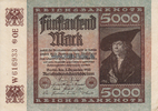 Deutsches Reich 5000 Mark Ro.80.a / Wz.Hakensterne / KN 6stellig / FZ OE -