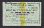 Mengede / Westfalen 3 Mk Landkreis Dortmund. / Amtsverband / Kriegs - Wechsel - Schein -