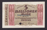 5 Billionen Mark 10.11.1923 Düsseldorf / Rheinland Phoenix / Aktien - Gesellschaft für Bergbau u. Hüttenbetrieb 3