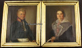 Neuburg a. d. Kammel / Günzburg / Edelstetten Paar Biedermeier Portraits / Öl / Patrimonialrichter Franz Kolb mit Frau ... -