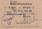 Drittes Reich 1943 Nacht-Urlaubskarte für den Obergefreiten Scheffer 2