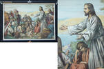 Deutsches Reich O.J. Schulwandkarte / Schul Lehrtafel / Rollbild Karte / Religion / Jesus predigt ... 2-3