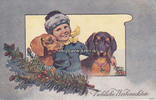 Deutsches Reich O.J. Ansichtskarte / Postkarte / Künstlerkarte / Dackel / Fröhliche Weihnachten 2