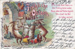Deutsches Reich Ansichtskarte / Postkarte / Fröhliche Ostern / Hasen und Hühner -