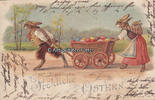 Deutsches Reich Ansichtskarte / Postkarte / Fröhliche Ostern. / Osterhasenfamilie unterwegs ... -
