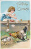 Deutsches Reich 1906 Ansichtskarte / Postkarte / Fröhliche Ostern / Huhn bekommt noch ... 2-3