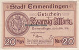 Emmendingen / Baden 20 Mark 1918 Stadt 2-3